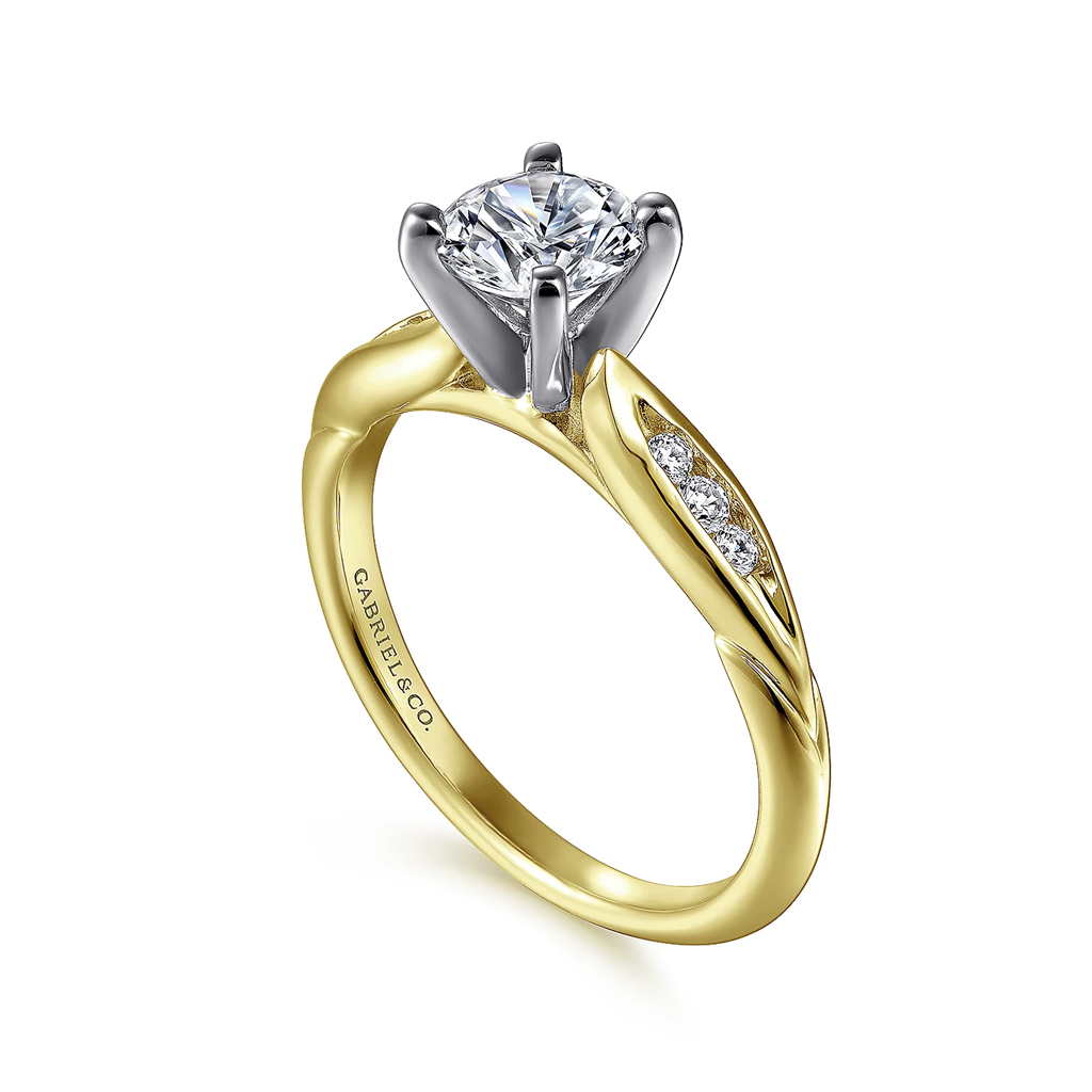 Gabriel & Co. Quinn - 14K White-Yellow Gold Round Diamond Channel Set Engagement Ring