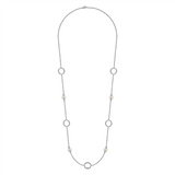 Gabriel & Co. Silver 925 Sterling Silver Pearl and Open Circle Station Necklace