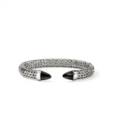 Sterling Silver Spear 50 Flex Cuff W/ Treated Black Onyx Bracelet John