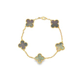 18 Karat Yellow Van Cleef & Arpels Grey Mother Of Pearl Alahambra Brac