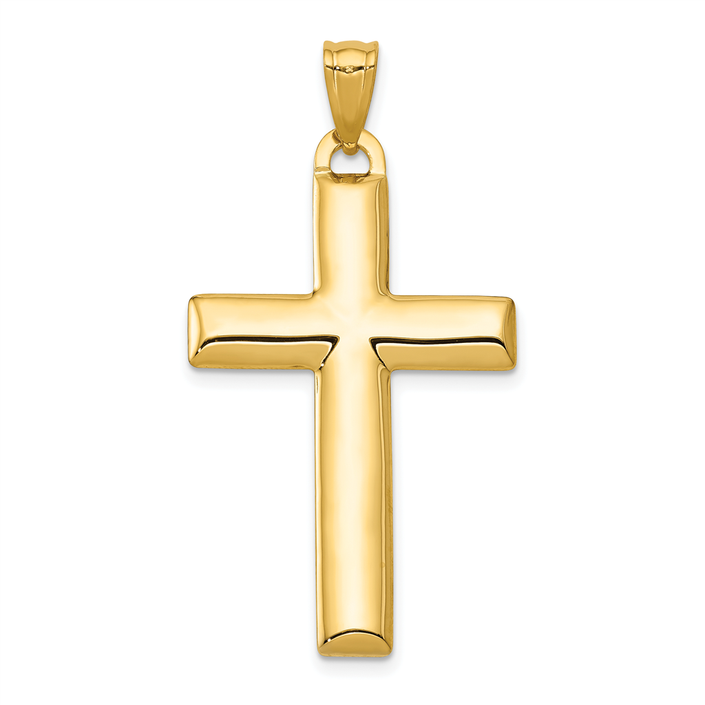 Quality Gold 14K with Rhodium Reversible Yellowith White Cross Pendant