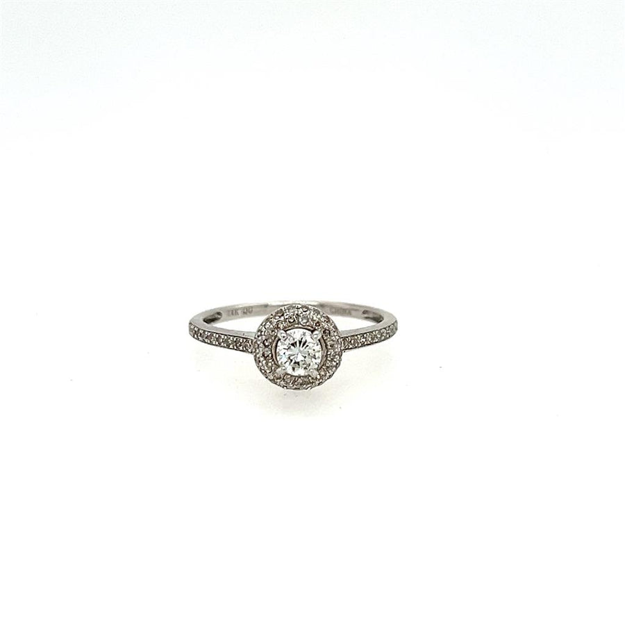 White 14 Karat petite halo engagement ring