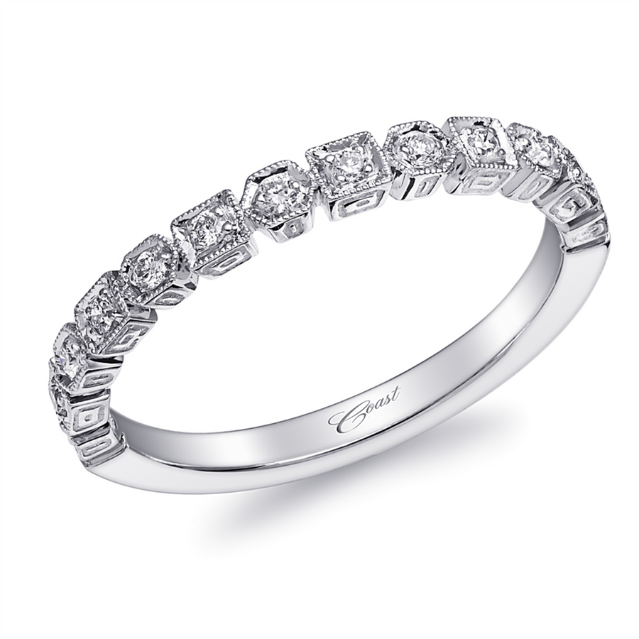 Coast Diamond Milgrain Stackable Wedding Band