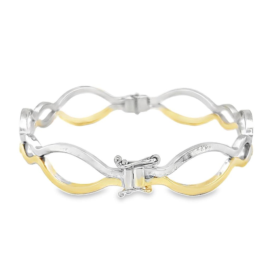 Two-tone 10 Karat Wavy Bangle Bracelet
