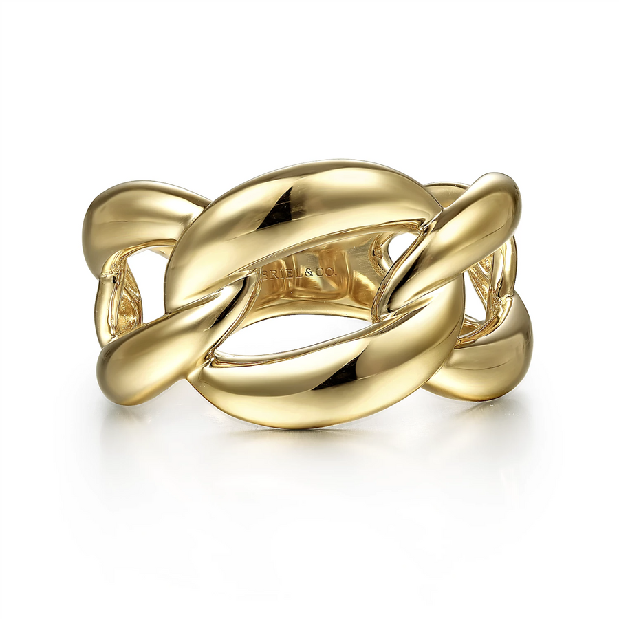 Gabriel & Co. Fashion 14K Yellow Gold Link Chain Wide Band Ring