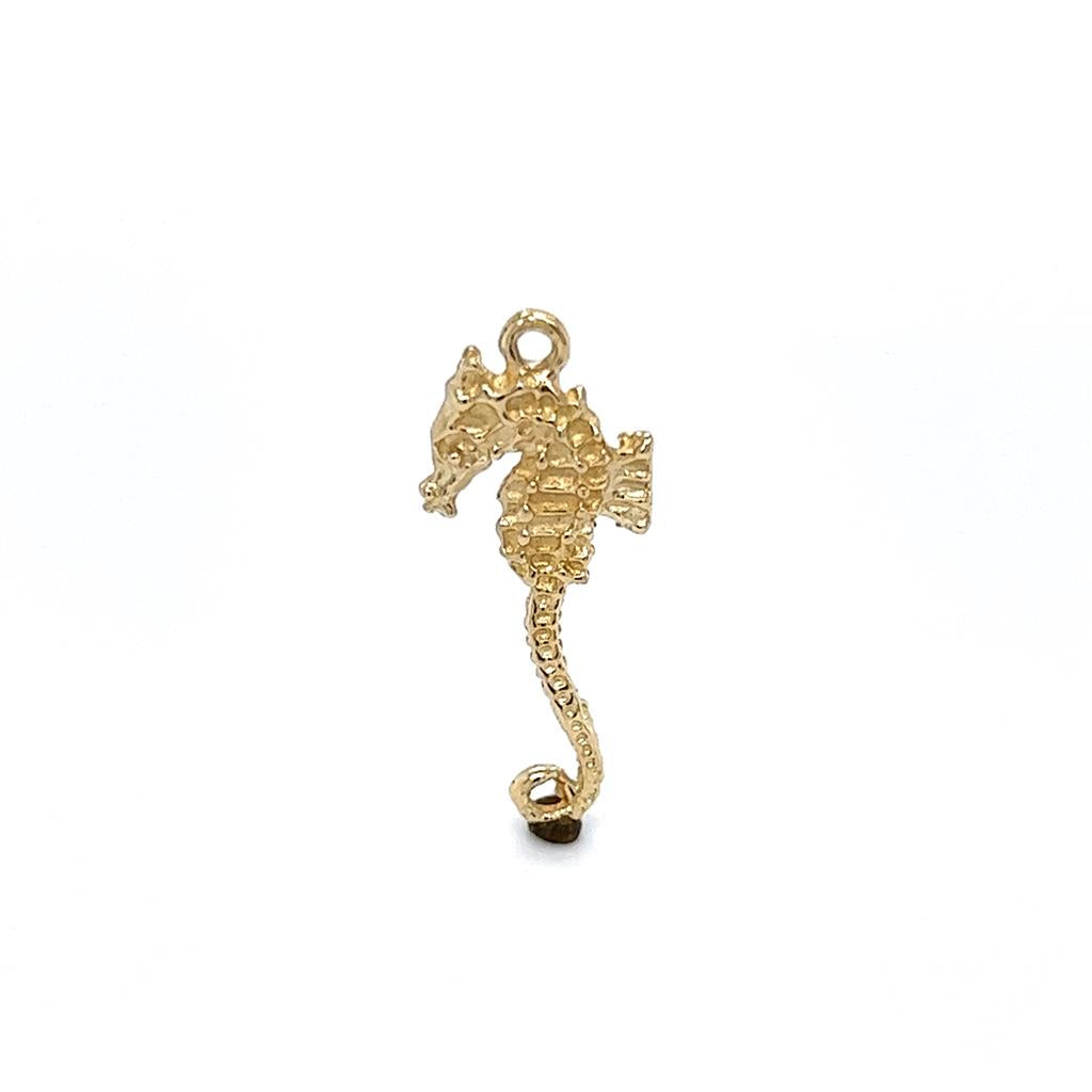 Yellow 14 Karat Seahorse Charm Estate Jewelry Gram Weight: 1