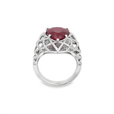 Pear Shape Ruby  & Diamond Lattice Ring