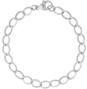 Sterling Silver Curb Link Bracelet Length 7 Designer: Rembrandt Charms