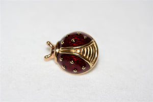 Estate Red Enameled Electroform Ladybug Lapel Pin, 1.6grams, 14KY