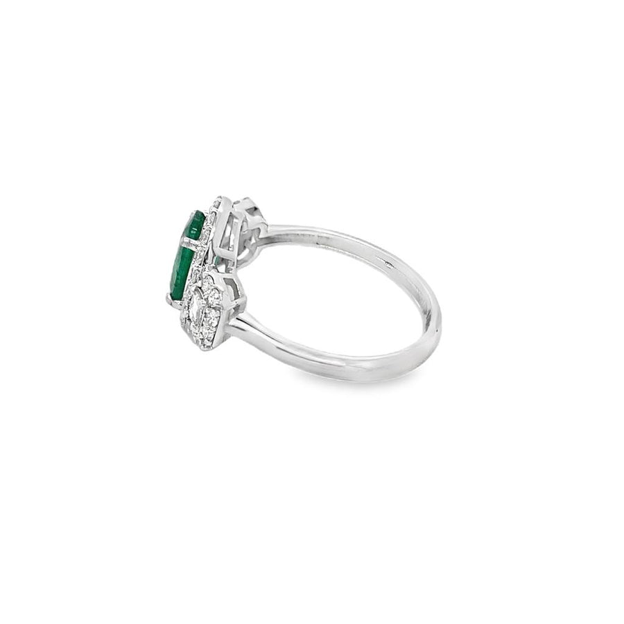 Oval Emerald with Diamond Halo Ring