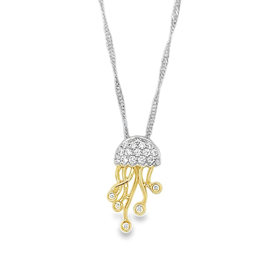 Lady's Two-Tone 14 Karat Jellyfish Pendant Necklace