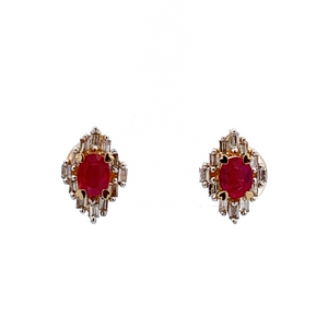 Estate Ruby & Baguette Diamond Earrings