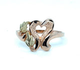 Tri-Color 10 Karat Diamond Cut/Satin/Sandblast Black Hills Gold Open H