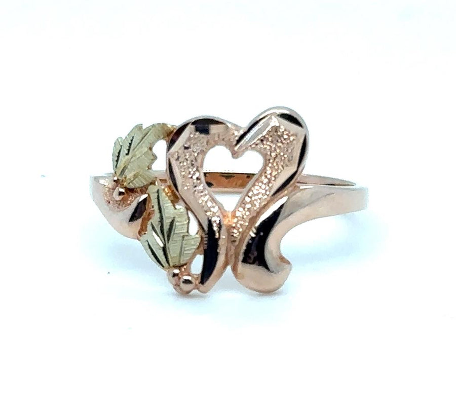 Tri-Color 10 Karat Diamond Cut/Satin/Sandblast Black Hills Gold Open H