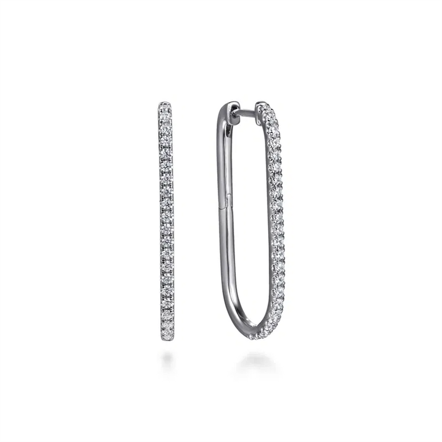 Gabriel & Co. Elongated Oval Diamond Hoop Earrings