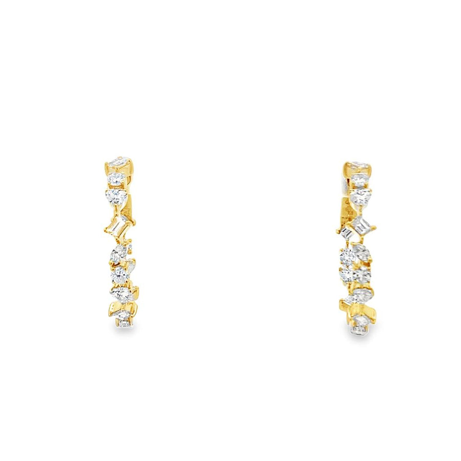 Multi-Shaped Diamond Inside/Outside Hoop Earrings
