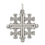 Quality Gold Sterling Silver Antiqued Jerusalem Cross Pendant