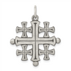 Lady's White Sterling Silver Brushed Jerusalem Cross Charm