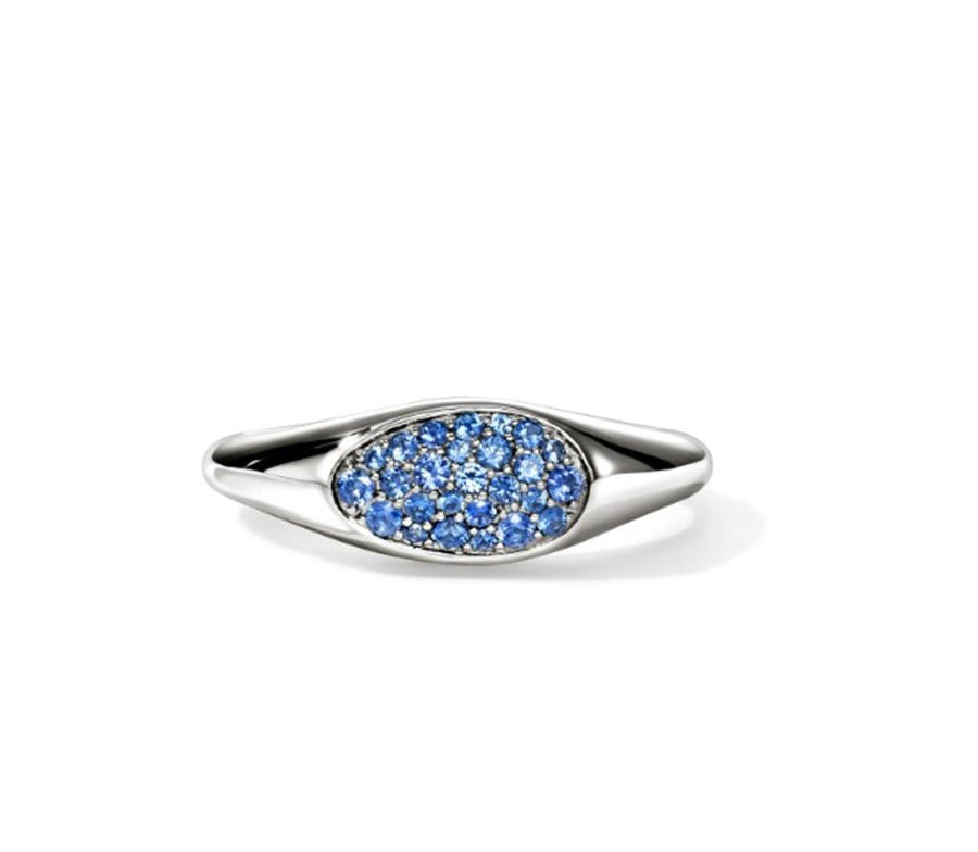 Sterling Silver SM Pebbel Ring w/ Blue Sapphires Size 8