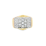 Two-Tone 14 Karat Gents Diamond Cluster Ring Estate Jewelry Size 9.5 W