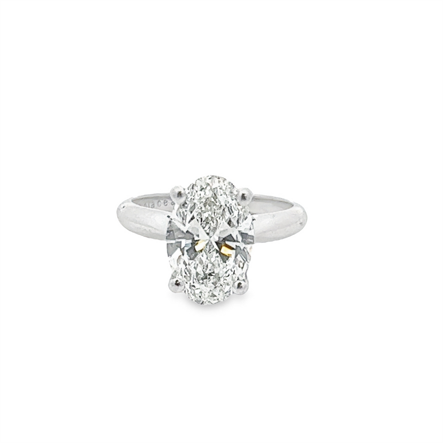 Estate Platinum Oval Diamond Solitaire Engagement Ring