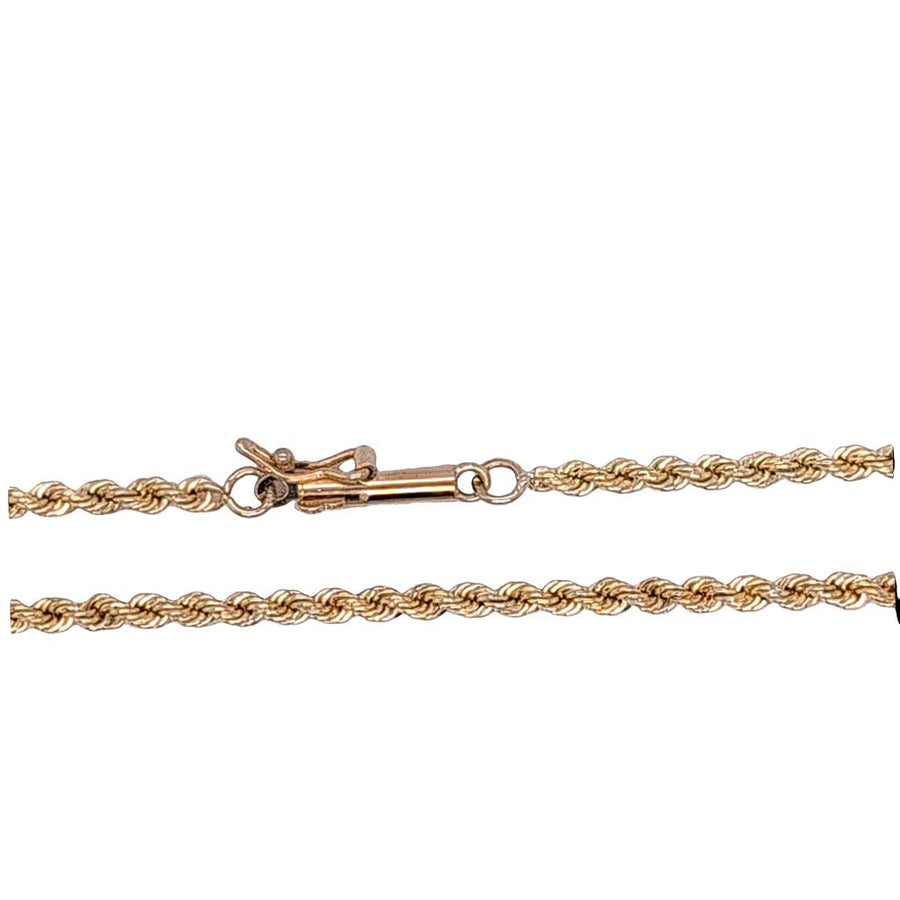 Yellow 14 Karat 2.10mm Rope Chain With Barrel Clasp Estate Jewelry Len