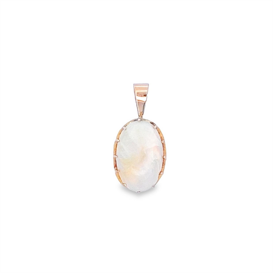 Yellow 14 Karat 15kt Oval Opal Pendant