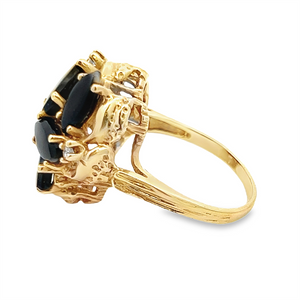 Estate Freeform Onyx and Diamond Ring