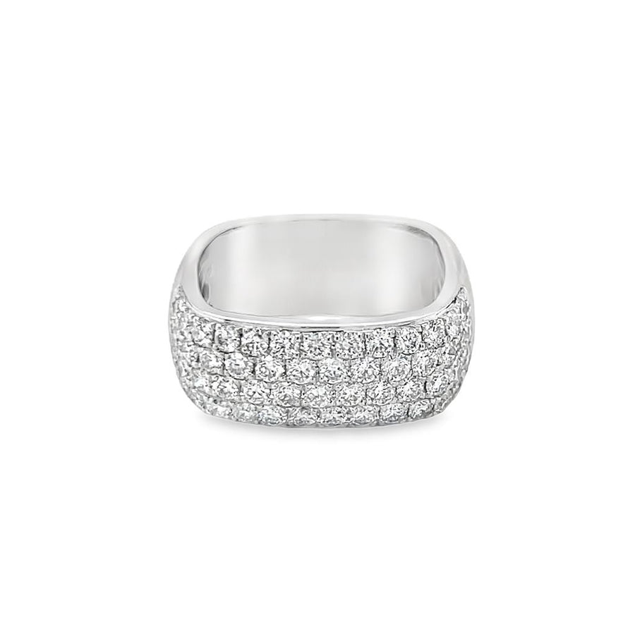 Lady's Platinum Square Pave Diamond Wedding/ Anniversary Band Size 7 5