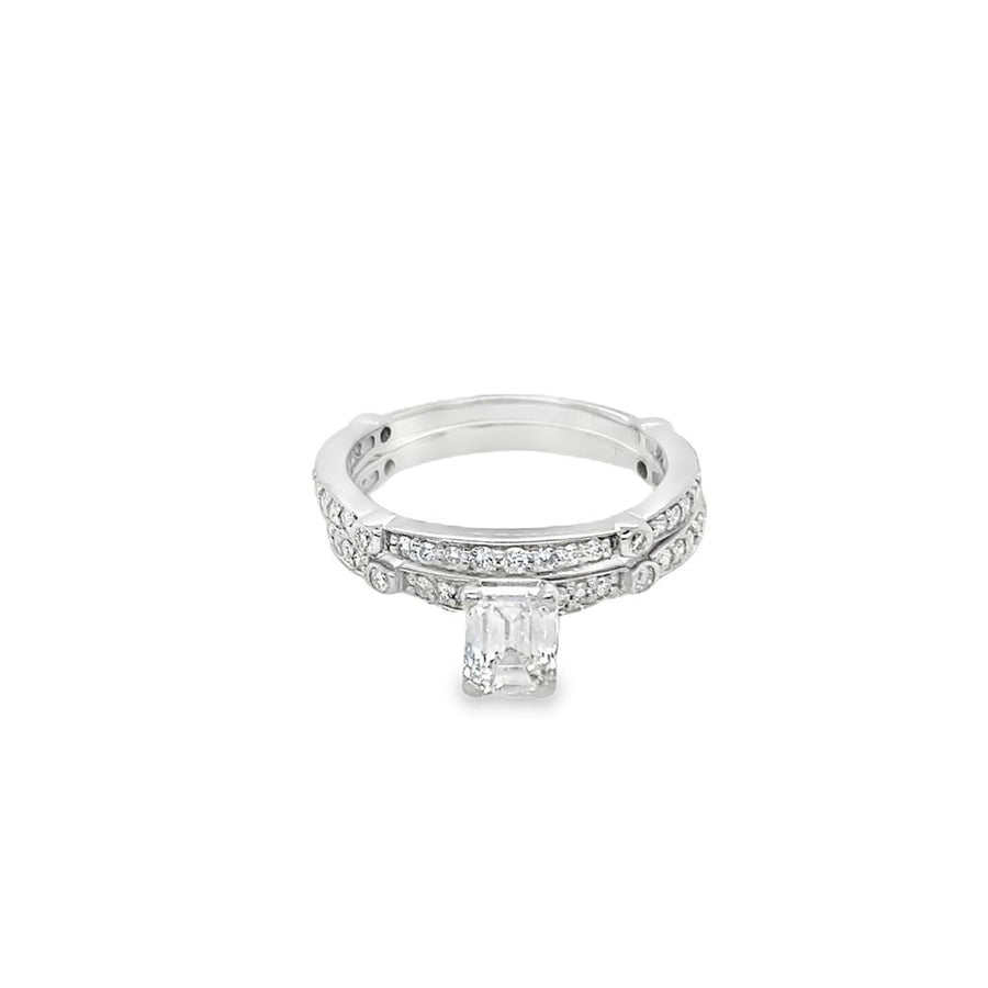 Estate Emerald Cut Diamond Bridal Set