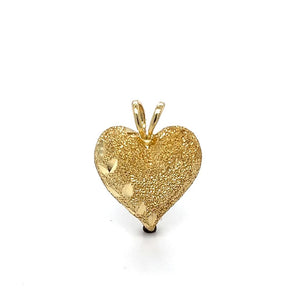 Yellow 14 Karat Puff Heart W/ Leaf Design Charm Estate Jewelry Gram Weight: 3