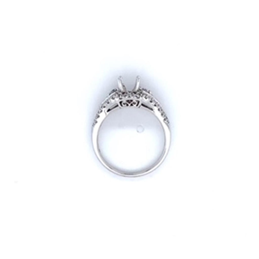 Lady's White 18 Karat Split Shank Halo Ring