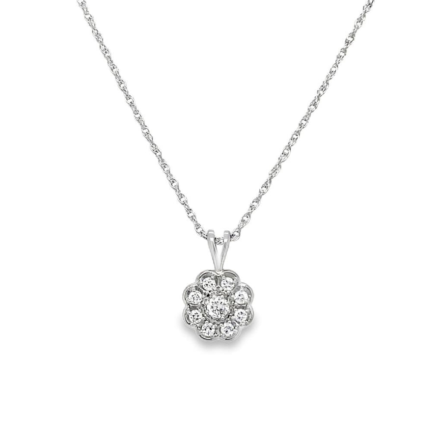 Round Diamond Floral Pendant