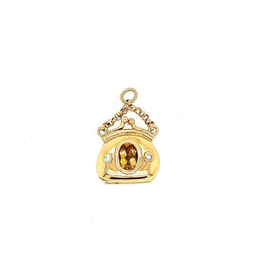 Yellow 14 Karat Purse Locket Estate Jewelry With One Oval Citrine