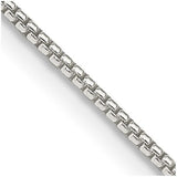 White Sterling Silver Rhodium Plated Polished 1.25 Round Box Chain Cha