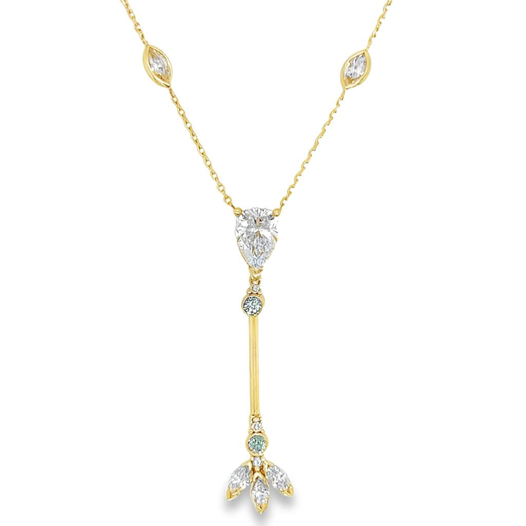 Lady's Yellow 14 Karat Diamond Lariat Bolo Necklace