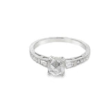 Lady's White 14 Karat Engraved Antique 4-Prong Fashion Ring Size 6.5 W