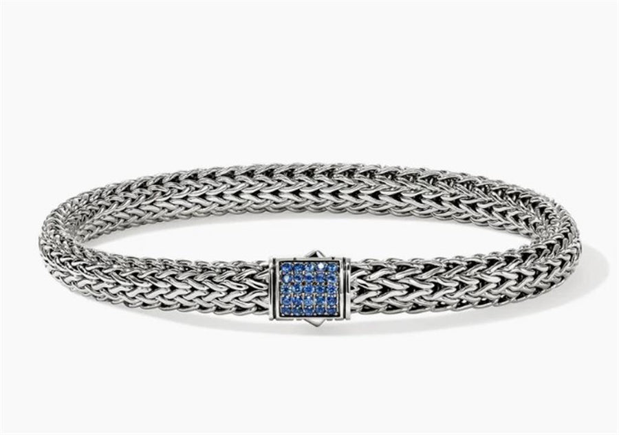 Sterling Silver Icon 6.5mm (Small) Bracelet John Hardy = Round Sapphir