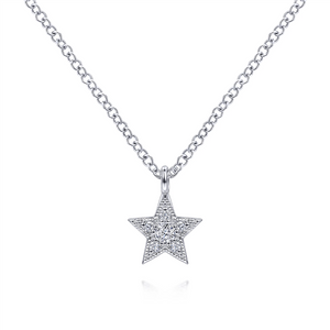 Gabriel & Co. Fashion 14K White Gold Diamond Star Pendant Necklace