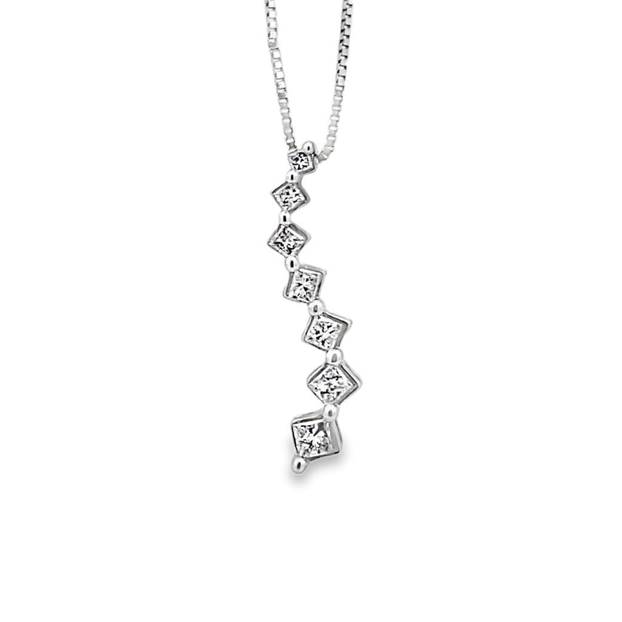 White 14 Karat 20.38mm White Gold Princess Cut Diamond Shared-Prong "S