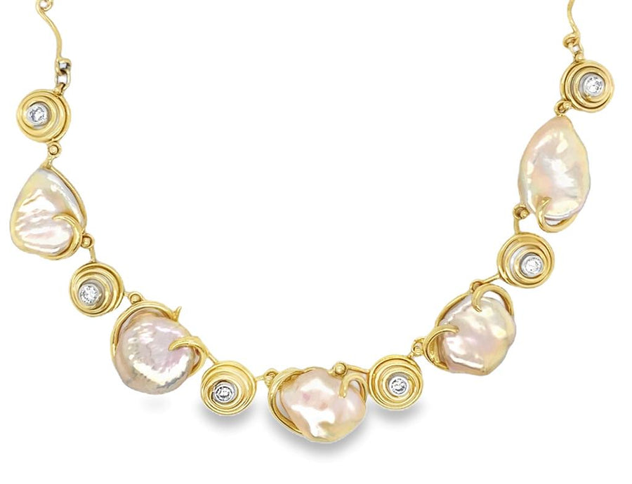 Freshwater Pearl and Diamond Necklace