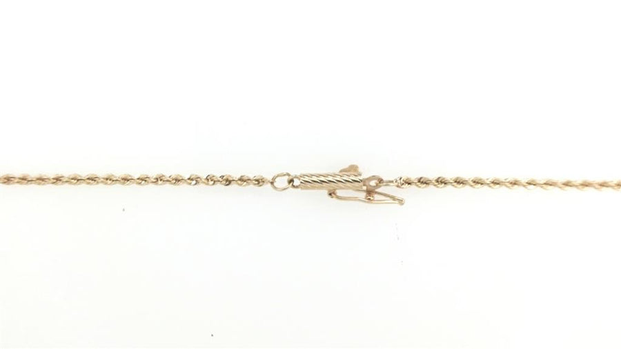 Yellow 14 Karat Diamond Cut 1.6mm Rope Chain With Rope Twist Barrel Cl
