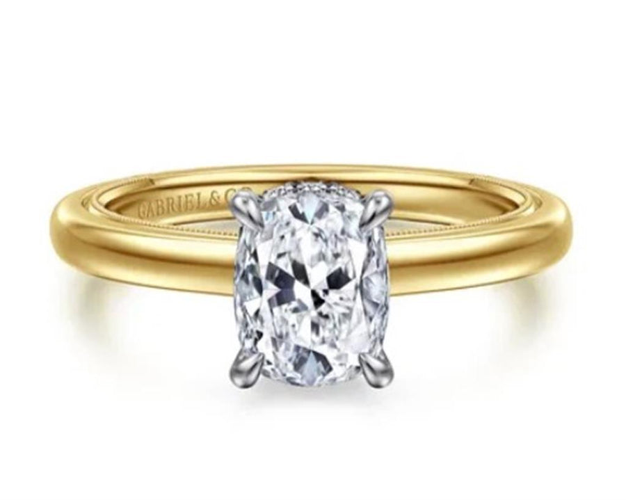 Two-Tone 14 Karat Hidden Halo Remount Size 6.5 16 = 0.09tw Round G/H S