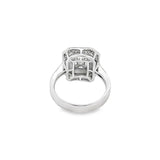 18 Karat White Gold Diamond And Black Enamel Ring Estate Memo Size 6 W