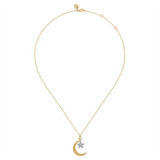 Lady's Two-Tone 14 Karat Bujukan Moon/Star Necklace Length 17.5 With 6