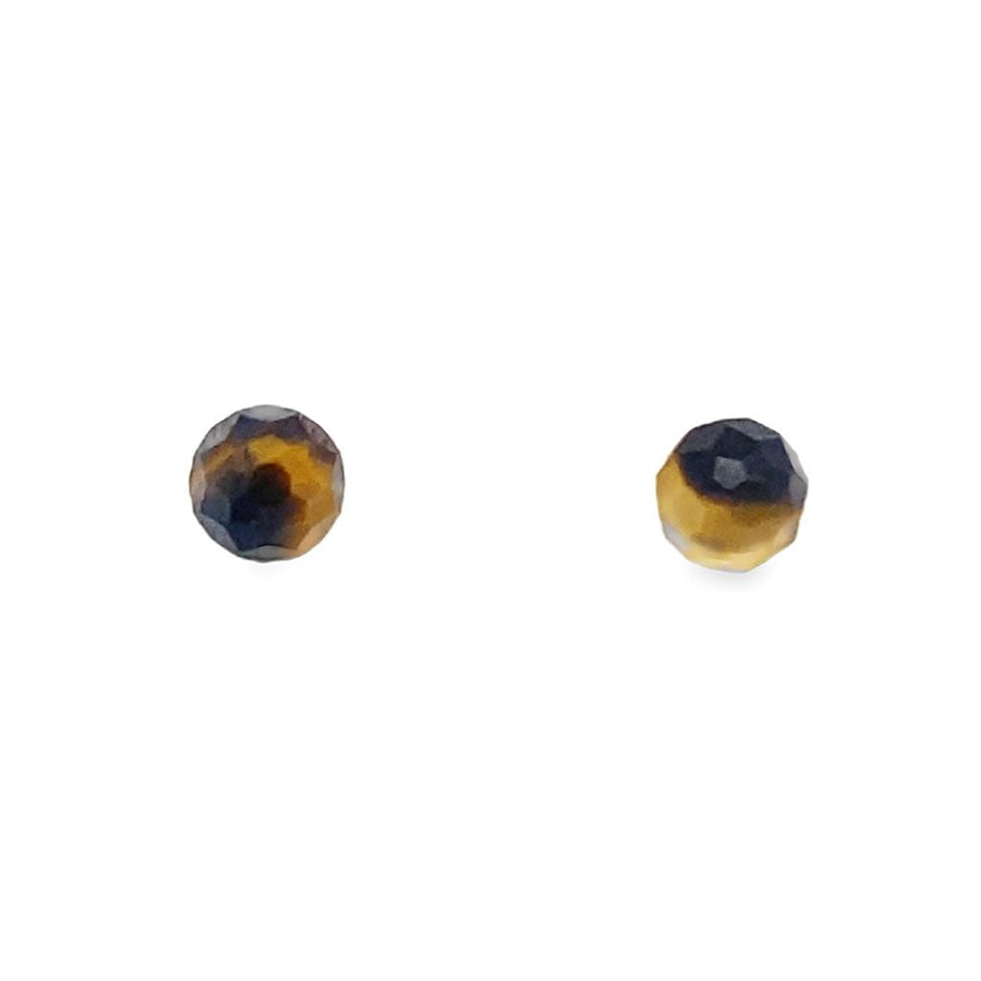 Yellow 14 Karat Studs Estate Jewelry With 2 = 5.25X5.25mm Round Facete