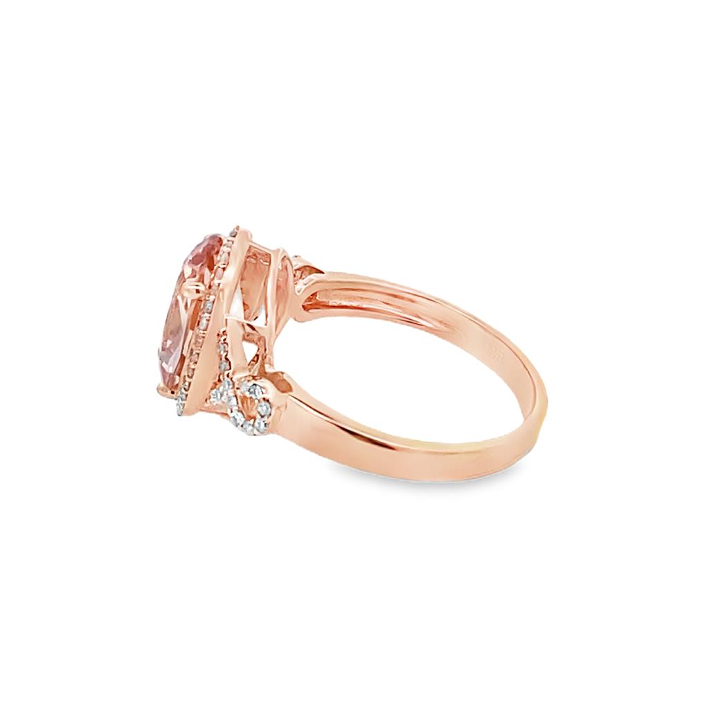 Estate Morganite and Diamond Halo Ring