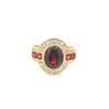 Yellow 14 Karat Lds.Garnet And Diamond Ring Estate Jewelry Size 6 With