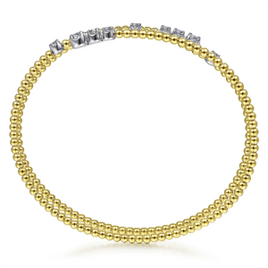 Gabriel & Co. Fashion 14K White-Yellow Gold Diamond Wrap Bangle