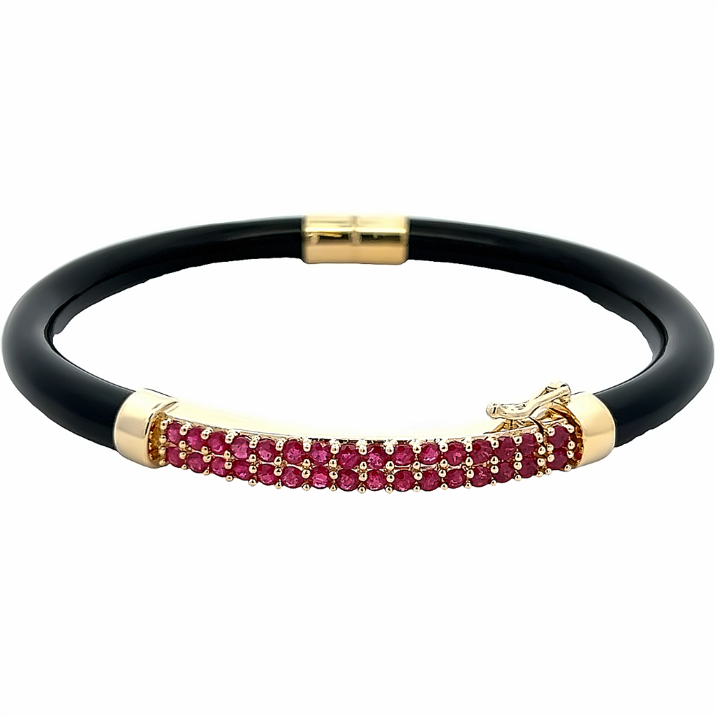 Estate Ruby and Onyx Bangle Bracelet